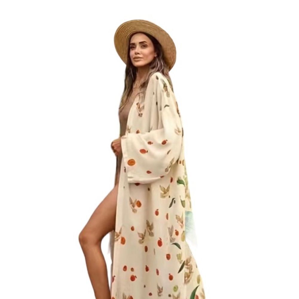 New Beautiful Bohemian Graphic Print Casual Cover Up Kimono